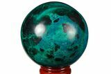 Polished Chrysocolla & Malachite Sphere - Peru #133757-1